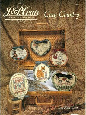 J&P Coats Cozy Country Cross Stitch Pattern Leaflet Vintage 1989